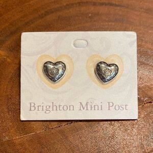 BRIGHTON Morning Star silver etched hearts mini post earrings